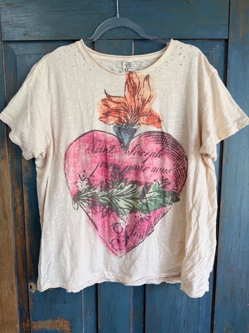 NWOT MAGNOLIA PEARL Awakening Sleeping Heart Cotton Boyfriend Tee OS No Flaws - Picture 6 of 8
